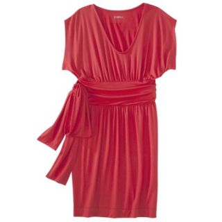 Merona Womens Shirred Dress w/Tie Back   Red Rave   L