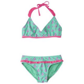 Xhilaration Girls 2 Piece Anchor Halter Bikini Set   Mint XS