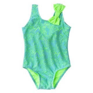 Circo Infant Toddler Girls Heart 1 Piece Swimsuit   Turquoise 12 M