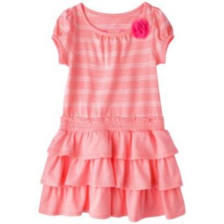 Cherokee Infant Toddler Girls Knit Stripe Dress   Melon 2T