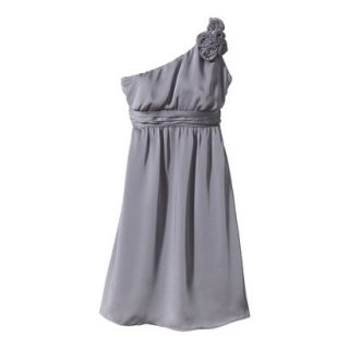 TEVOLIO Womens Satin One Shoulder Rosette Dress   Cement Gray   8