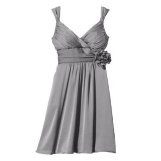 TEVOLIO Womens Satin V Neck Dress with Removable Flower   Cement   4