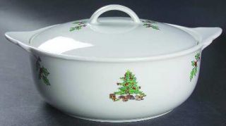 Tienshan Holiday Hostess (Trim, Gold Band) 1.50 Qt Round Covered Casserole, Fine
