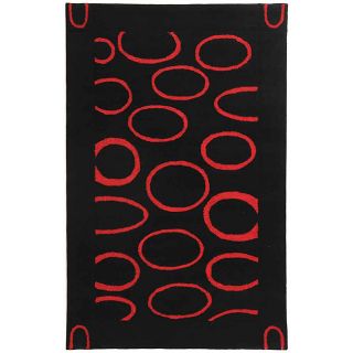 Handmade Soho Eclipse Black/ Red New Zealand Wool Rug (36 X 56) (BlackPattern: GeometricMeasures 0.625 inch thickTip: We recommend the use of a non skid pad to keep the rug in place on smooth surfaces.All rug sizes are approximate. Due to the difference o