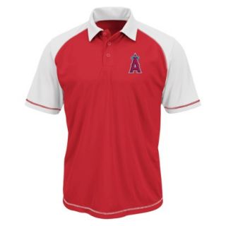 MLB Mens Los Angeles Angels Synthetic Polo T Shirt   Red/White (M)