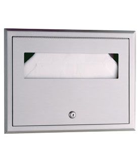 Bobrick B301 Classic Series Recessed Seat Cover Dispenser, 500 Sheets Satin Finish Stainless Steel, 155/8 x 111/4