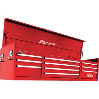 Homak H2PRO 72in. 10 Drawer Top Tool Chest   Red, 71 3/4in.W x 21 3/4in.D x 20