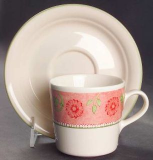 Corning Heirloom Bloom Flat Cup & Saucer Set, Fine China Dinnerware   Impression