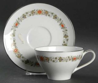 Noritake Sedgwick Flat Cup & Saucer Set, Fine China Dinnerware   Multicolor Flor