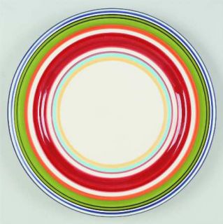 Pottery Barn Espadrille Stripe Dinner Plate, Fine China Dinnerware   Multicolore