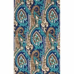 Nuloom Handmade Modern Ikat Blue Rug (5 X 8) (MultiPattern: FloralTip: We recommend the use of a non skid pad to keep the rug in place on smooth surfaces.All rug sizes are approximate. Due to the difference of monitor colors, some rug colors may vary slig