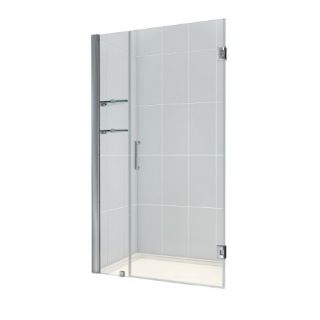 Dreamline SHDR20427210S01 Frameless Shower Door, 30 Wide Unidoor w/ Shelves amp; 12 Stationary Panel Chrome