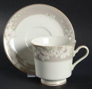 Mikasa Gray Finesse Footed Cup & Saucer Set, Fine China Dinnerware   Grande Ivor