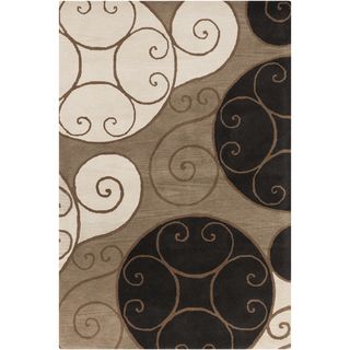 Hand tufted Beige Abstract Wool Rug (5 X 8)