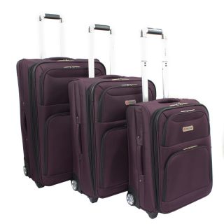 Dejuno Purple Luxury 3 piece Expandable Upright Luggage Set (PurpleMaterial: 1680D Ballistic NylonWeight: 28 inch (12.2 pound), 24 inch (10.2 pound), 20 inch (8.8 pound)Wheeled: YesWheel type: Ball bearing inline skateExterior Dimensions 28 inch: 28.5 inc
