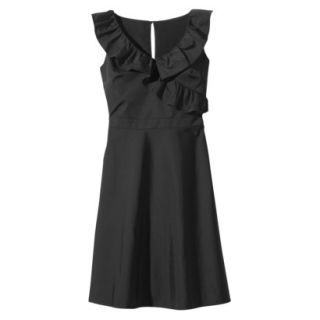 TEVOLIO Womens Plus Size Taffeta V Neck Ruffle Dress   Ebony   16W