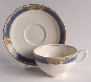 Grindley Chelmsford Footed Cup & Saucer Set, Fine China Dinnerware   Cobalt Blue