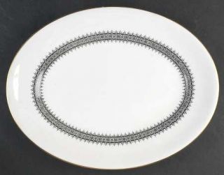 Wedgwood Astor (Black On White, Newer) 13 Oval Serving Platter, Fine China Dinn