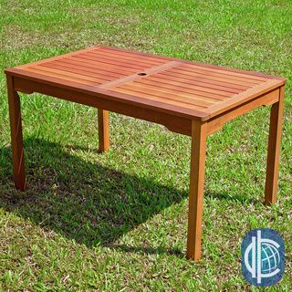 International Caravan Outdoor Acacia Rectangular Dining Table (Natural acacia woodMaterials: Acacia hardwoodFinish: Natural wood finishWeather resistantUV protectionDimensions: 48 inches long x 32 inches deep x 30 inches highWeight: 42 poundsAssembly requ