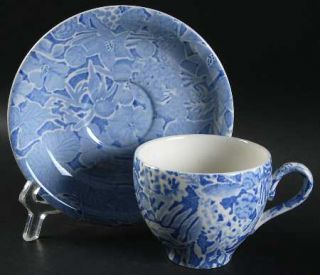 Burgess & Leigh Scilla Blue Flat Cup & Saucer Set, Fine China Dinnerware   All O