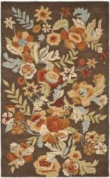 Traditional Handmade Blossom Brown Wool Rug (8 X 10)