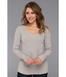 Calvin Klein Jeans Pointelle Rib Mix Scoop Cotton/Acrylic Sweater Womens Sweater (Gray)