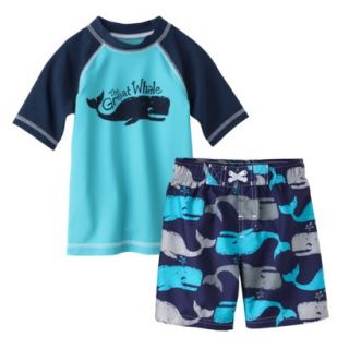 Circo Infant Toddler Boys Whale Rashguard and Swim Trunk Set   Blue 5T