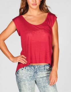Womens Hi Low Pocket Tee Red In Sizes X Small, Medium, Large, Small,