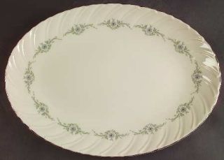 Lenox China Musette 14 Oval Serving Platter, Fine China Dinnerware   Gray Flowe