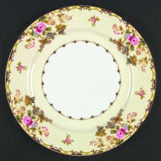 Meito Lucy Salad Plate, Fine China Dinnerware   Red Insets/Border,Scrolls,Floral