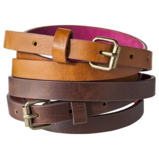Mossimo Supply Co. Two Pack Skinny Belt   Brown XS