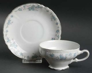 Norleans First Love Footed Cup & Saucer Set, Fine China Dinnerware   Floral, Pla