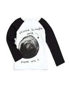 Stella McCartney Kids Boys Welcome To Another World Tee   White Black