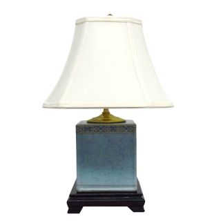Light Blue With Trim Box 1 light Gold Table Lamp