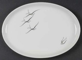 Arzberg Silver Flight 12 Oval Serving Platter, Fine China Dinnerware   Black &