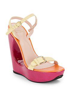 Upsy Colorblock Leather Cutout Wedges   Nectar Nappa