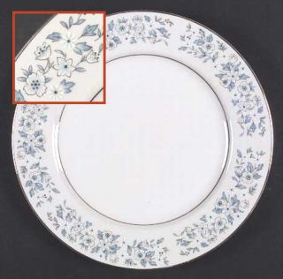 Towne House Brocade (Gold Trim) Dinner Plate, Fine China Dinnerware   Blue & Whi
