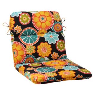 Outdoor Rounded Chair Cushion/Turquoise Floral Medallion