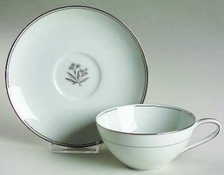 Noritake Bessie Flat Cup & Saucer Set, Fine China Dinnerware   Blue Flowers,Plat