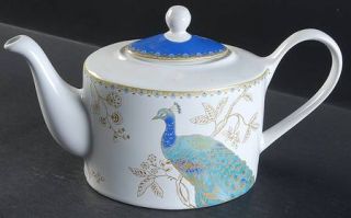 222 Fifth (PTS) Peacock Garden Teapot & Lid, Fine China Dinnerware   Turquoise P