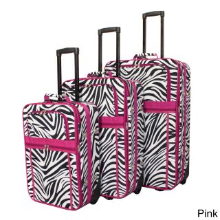 World Traveler Designer Zebra Prints 3 piece Expandable Luggage Set (Black, pink, teal, lavander, lime, red, purple, orangeMaterials: 600D heavy duty polyesterPockets: Two (2) front full size zipperWeight: 28 inch upright (8.3 pound), 24 inch upright (7 p