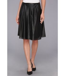 Calvin Klein Perforated Polyurethane Pleated Skirt Womens Skirt (Black)