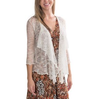 Nomadic Traders Open Wrap   Lace Mesh  3/4 Sleeve (For Women)   PEARL (O/S )