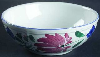 Herend Village Veranda Coupe Cereal Bowl, Fine China Dinnerware   Pink & Blue Fl
