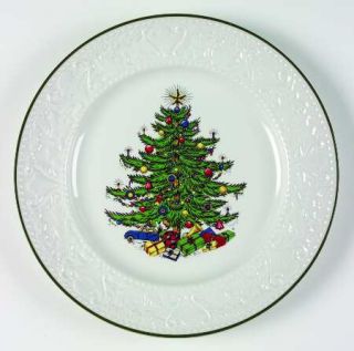 Cuthbertson Dickens Embossed Christmas White Dinner Plate, Fine China Dinnerware