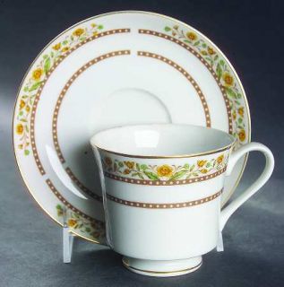 Berkeley House Marigold Footed Cup & Saucer Set, Fine China Dinnerware   Gold Tr