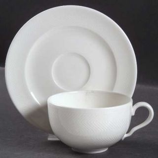 Villeroy & Boch Look Flat Cup & Saucer Set, Fine China Dinnerware   All White,Em