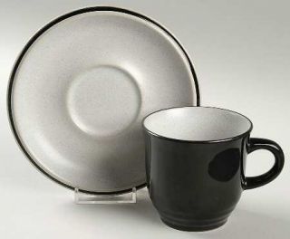 Noritake Tina Flat Cup & Saucer Set, Fine China Dinnerware   Gray Speck Body, Bl