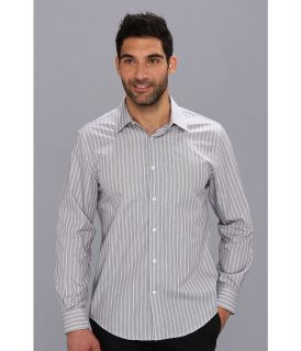 Perry Ellis L/S Bold Stripe Point Collar Dress Shirt Mens Long Sleeve Button Up (Black)