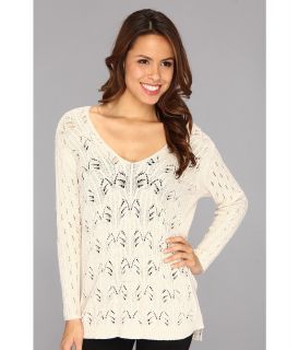 NIC+ZOE High Low Texture Top Womens Sweater (White)